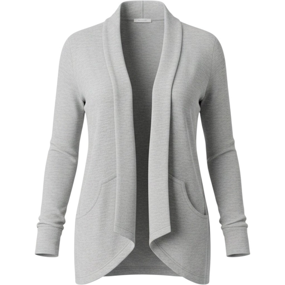 Athleta Pranayama Wrap Cardigan Light Grey Heather Open Front Pocket Small